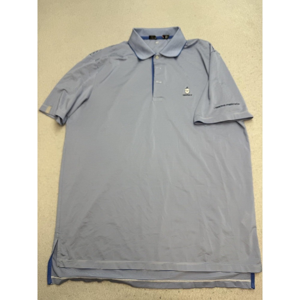 RLX Ralph Lauren Polo Shirt Mens Large Blue Stripe Deepdale NY Pres Golf Wicking